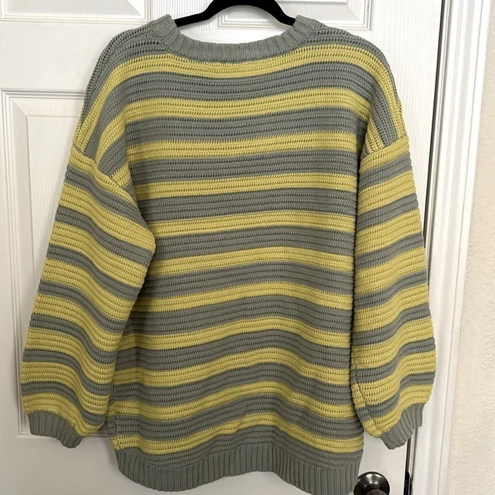 NWOT Free People, Links Pullover, Small in Yellow/Gray